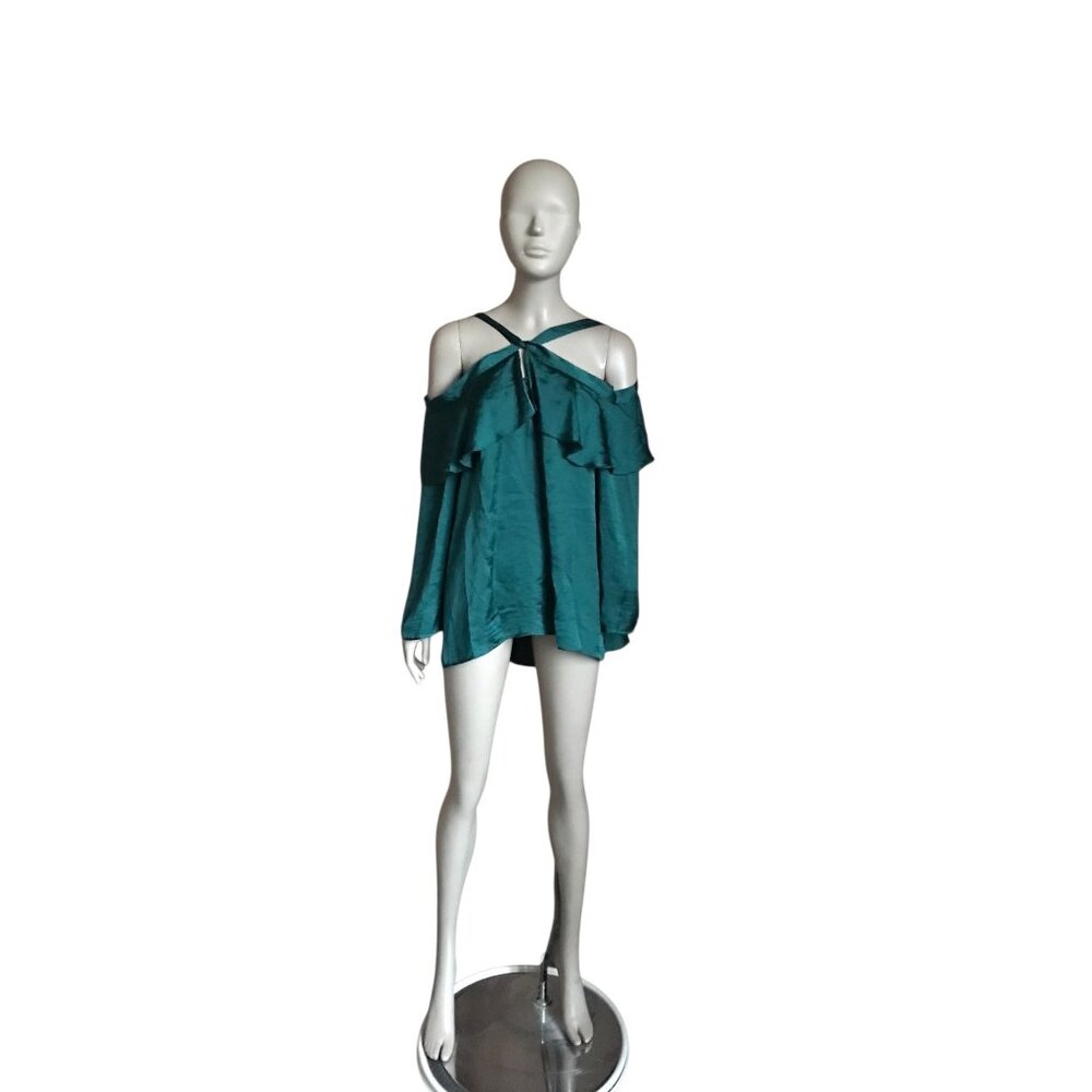 Libby Edelman Green Cold Shoulder Blouse
